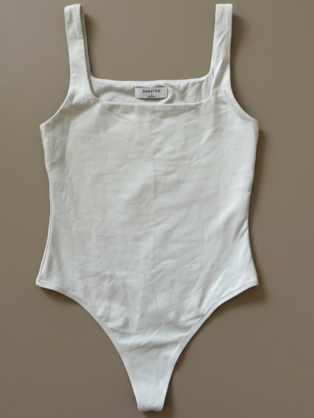 Babaton Cream Beige Square Neck One Piece Bodysuit